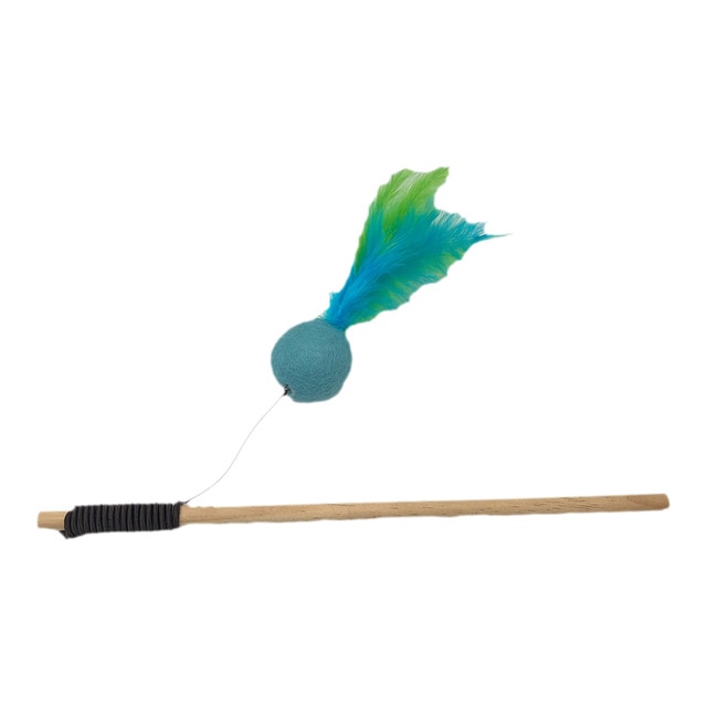 Imagen 0 de Juguete Fred & Rita para gatos caña con pelota y plumas
