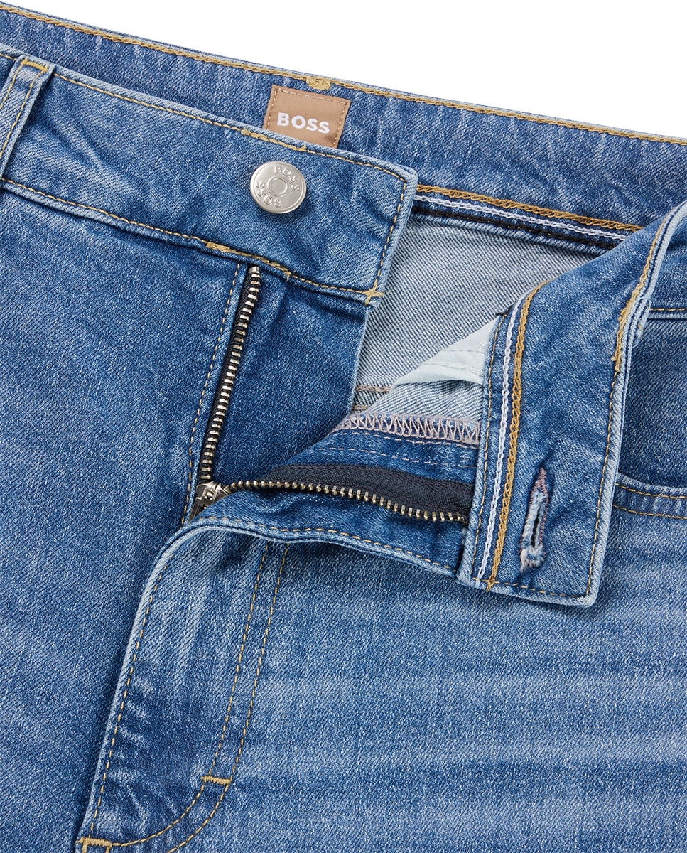Jeans Pelo Tornozelo de Cintura Subida em Cómoda Ganga Elástica - Azul Azul-marinho-5