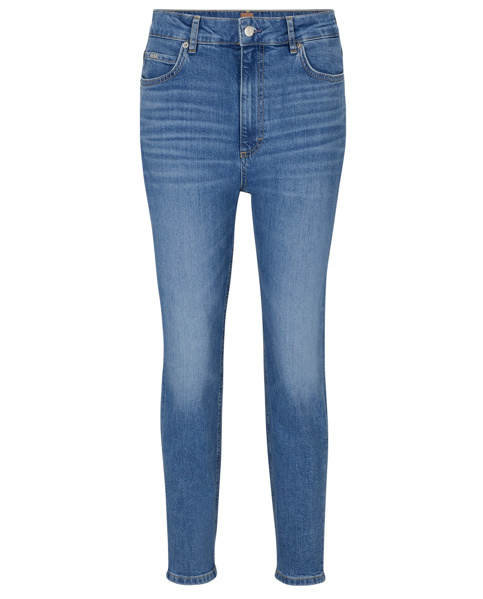 Jeans Pelo Tornozelo de Cintura Subida em Cómoda Ganga Elástica - Azul Azul-marinho-4