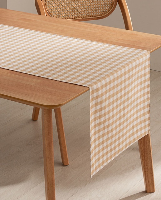 Imagen 0 de Camino de mesa Vichy beige 45x170 cm