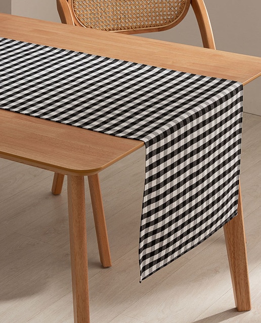 Imagen 0 de Camino de mesa Vichy negro 45x170 cm