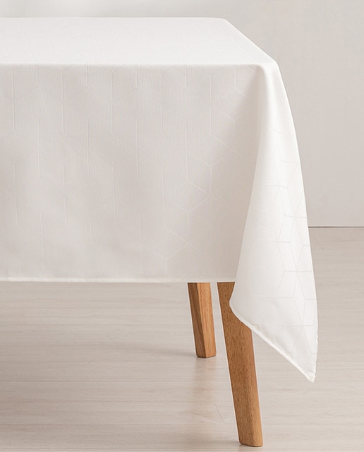 Imagen 0 de Mantel antimanchas jacquard Line blanco