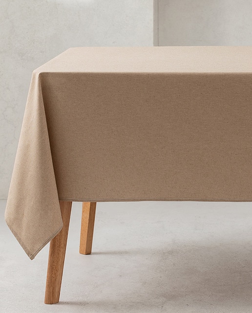 Imagen 0 de Mantel antimanchas 100% algodón liso beige