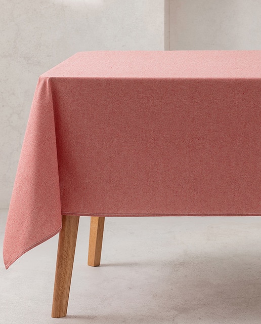 Imagen 0 de Mantel antimanchas 100% algodón liso rojo