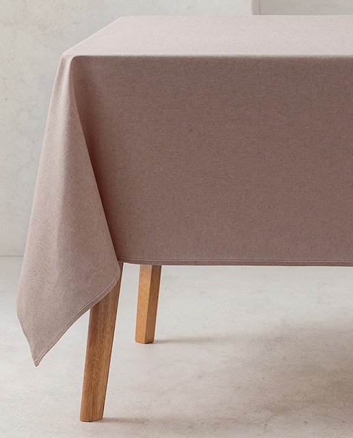 Imagen 0 de Mantel antimanchas 100% algodón liso taupé