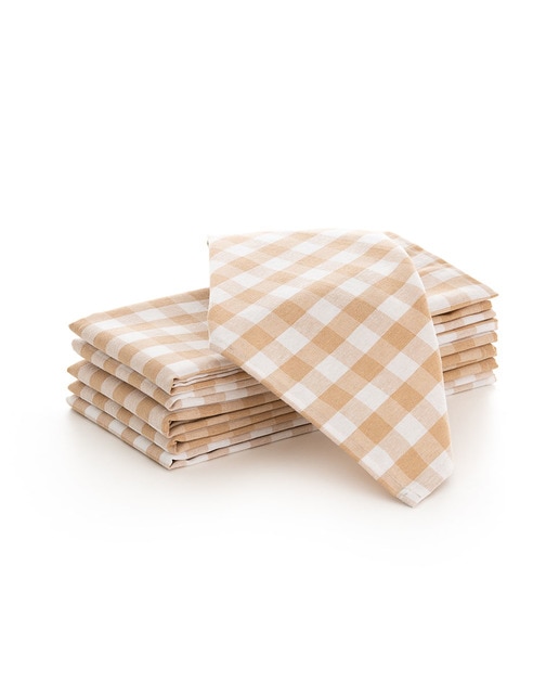 Imagen 0 de Pack 6 servilletas Vichy 45x45 cm beige