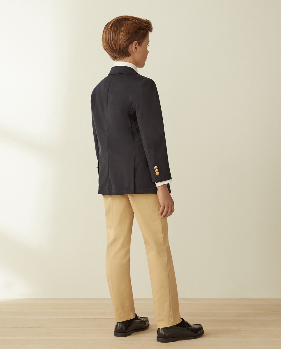 Blazer com Botões Dourados em Contraste Azul-marinho-3