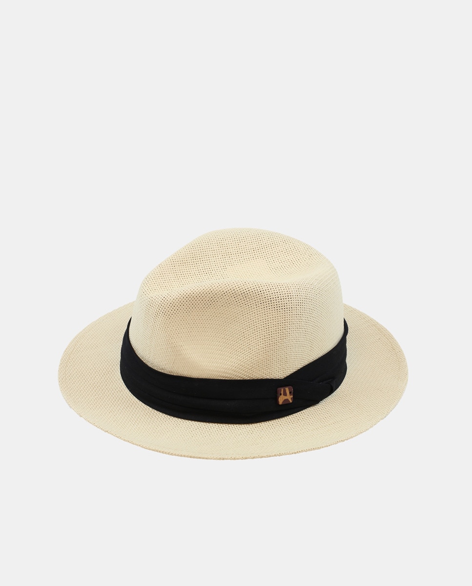 Imagem 0 de Chapéu Indiana com Fita Decorativa e em Papel - Cru/Preto