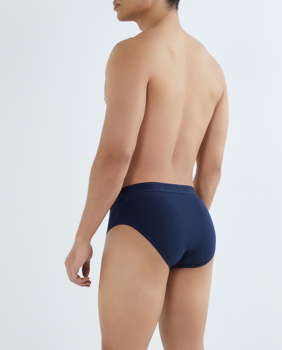 Pack 2 slips liso goma vista de hombre Azul-2