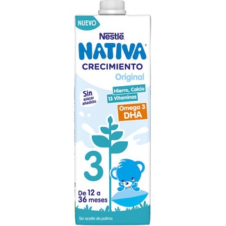 Crecimiento Original 3 preparado lácteo infantil de 12  a 36 meses brik 1 l sin azúcar añadido y sin aceite de palma - Nestle Nativa