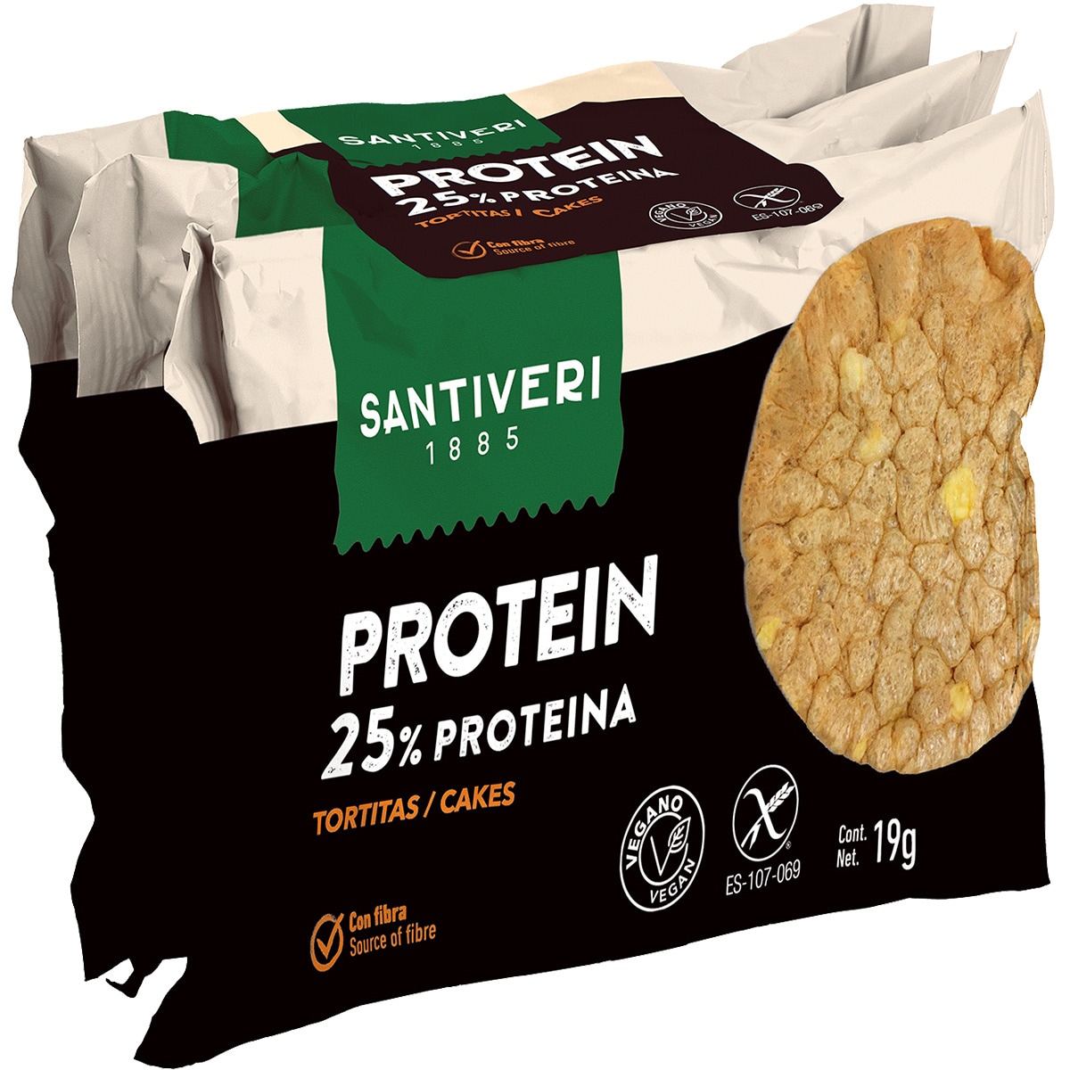 Protein tortitas proteicas con fibra 3 unidades sin gluten envase 57 g