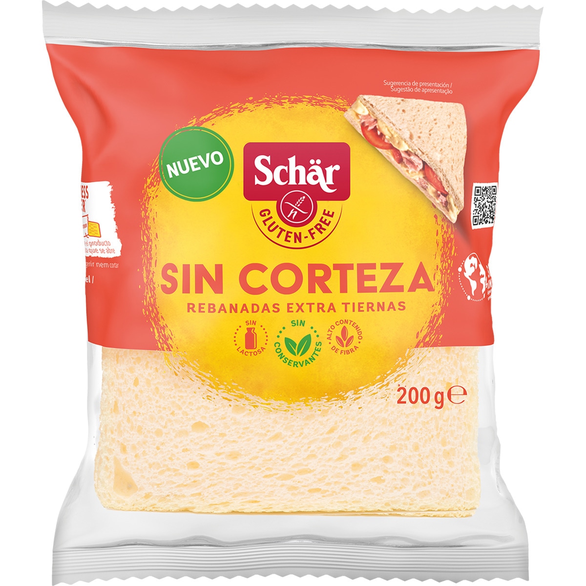 pan de molde sin corteza en rebanadas extra tiernas sin gluten y sin lactosa paquete 200 g