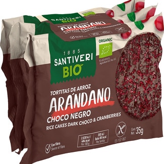 Organic Bio tortitas de arroz ecológicas con arándanos y chocolate negro sin gluten envase 35 g - Santiveri