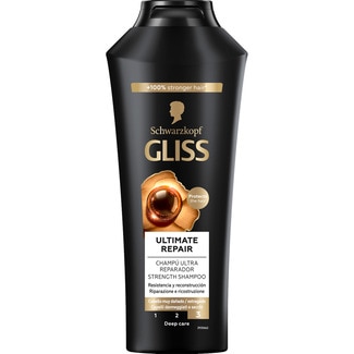 champú ultra repador Ultimate Repair frasco 400 ml para cabello muy dañado/estropeado - Gliss