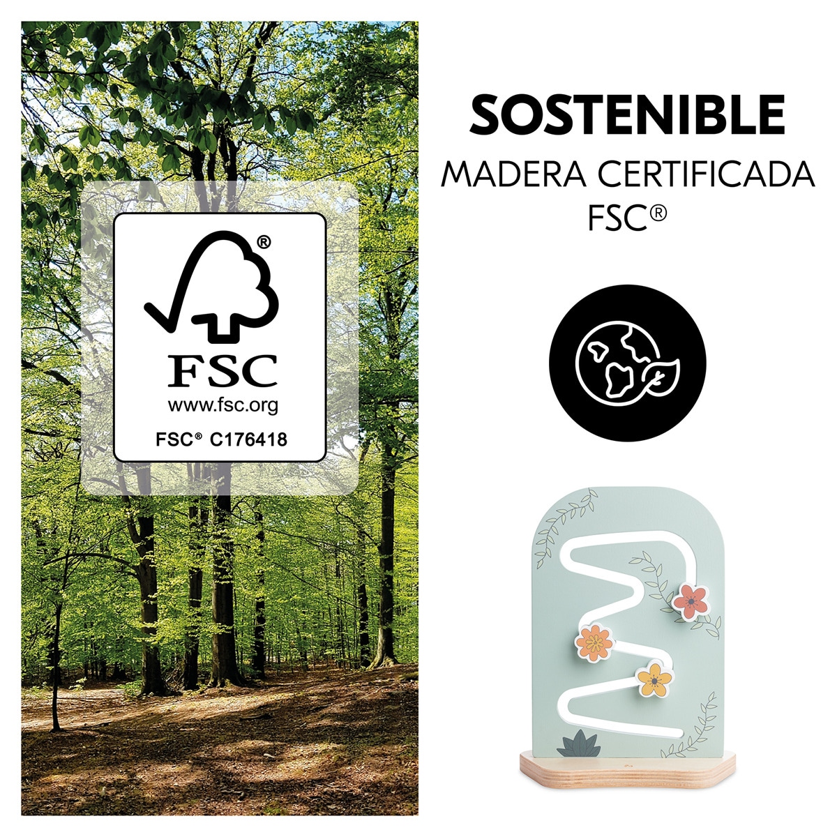 Brinquedo de Madeira para Cadeira de Refeição Evolutiva Play Planting Multicolor-8