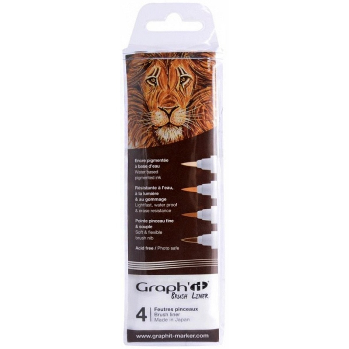 Conjunto de 4 Marcadores Brush Liner Tons de Castanho Graph'It 1