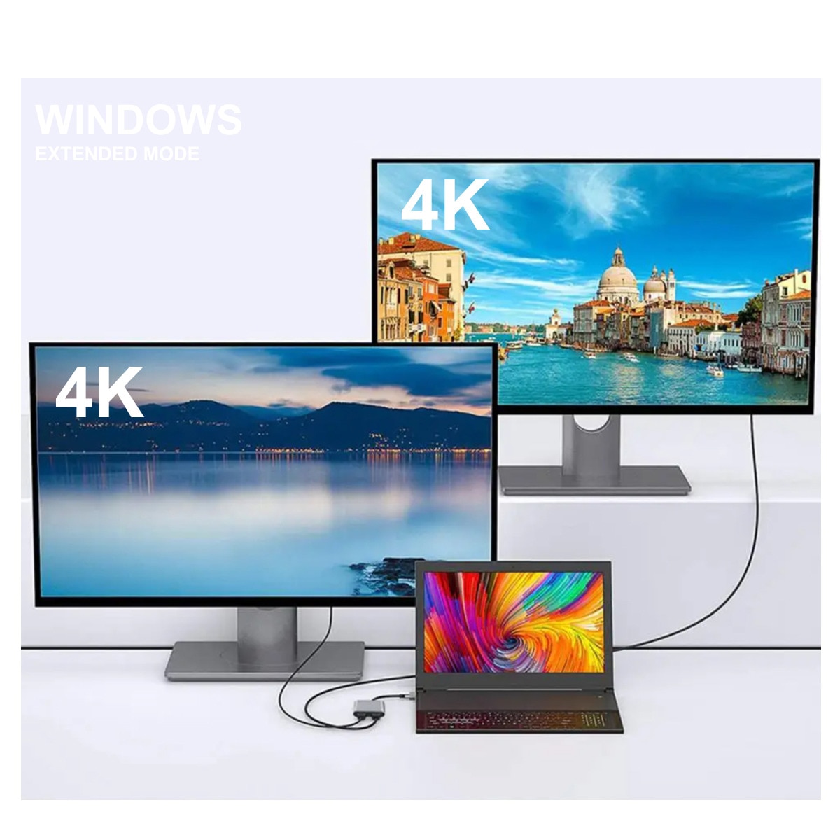 Adaptador Silver HT Logan Tipo C a 2 HDMI 4K Gris-4