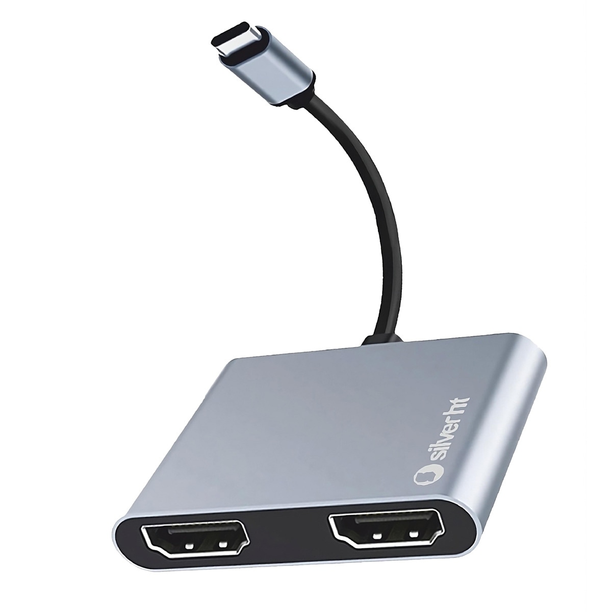 Adaptador Silver HT Logan Tipo C a 2 HDMI 4K Gris-1