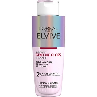 Glycolic Gloss champú rellenador con ácido glicólico sin sulfatos frasco 200 ml para pelo poroso, sin brillo - Elvive