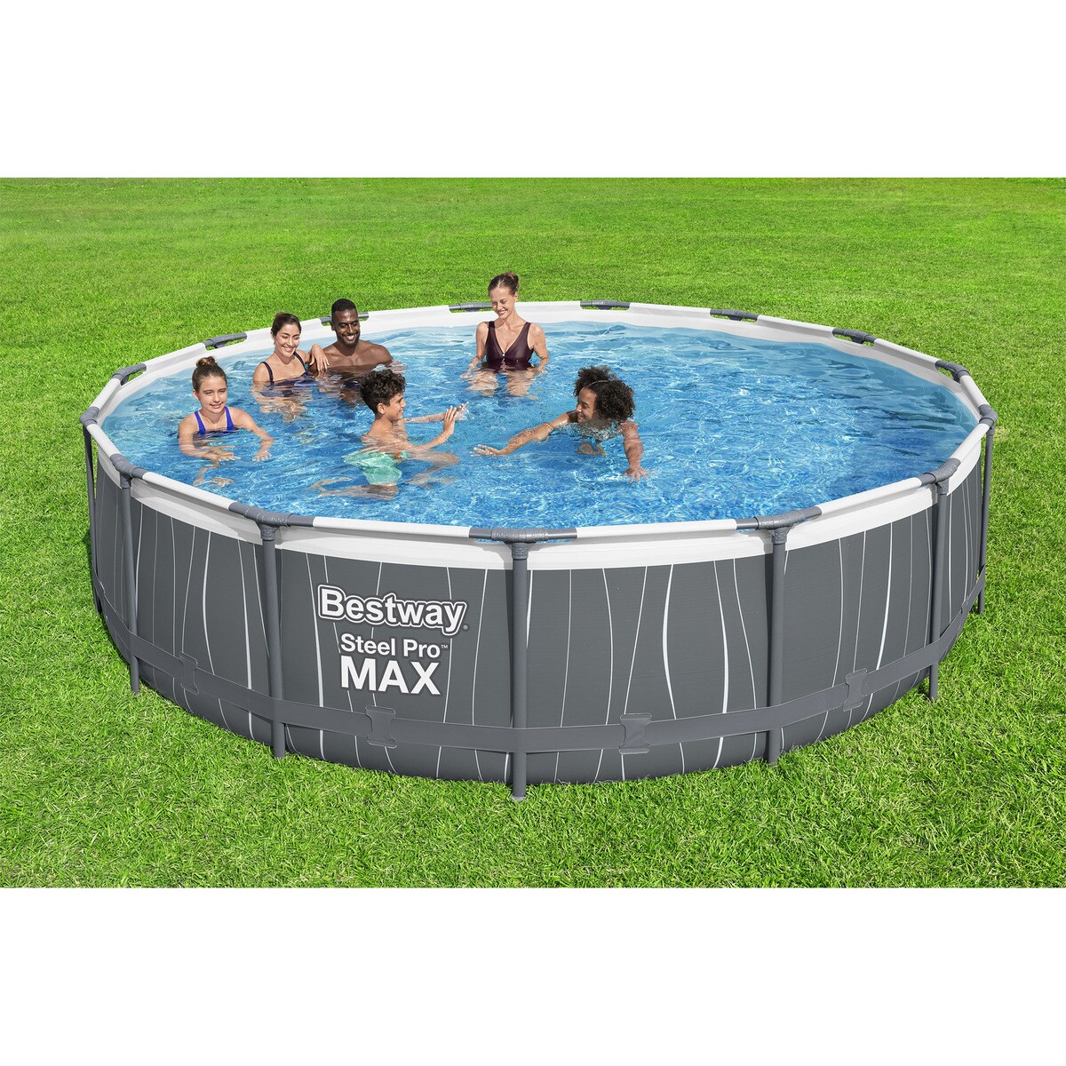 Piscina Redonda Steel Pro Max Led Ø 457 x 107 cm Gris-13