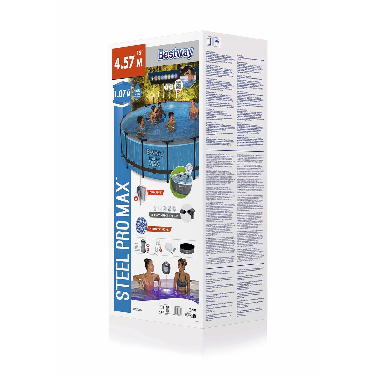 Piscina Redonda Steel Pro Max Led Ø 457 x 107 cm Gris-17