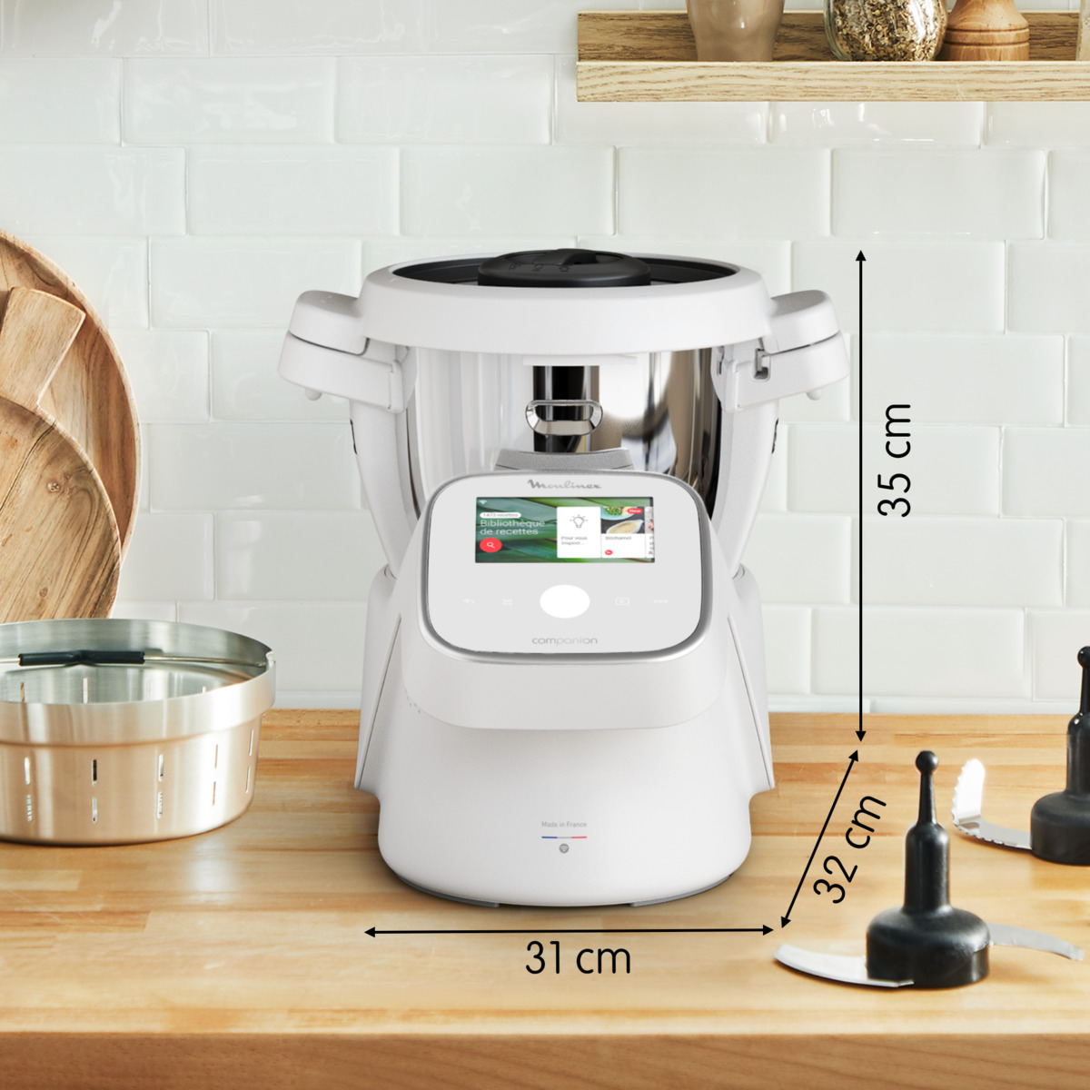Robot de Cocina Moulinex I Companion Touch XL HF935, Conectividad WiFi Blanco-10