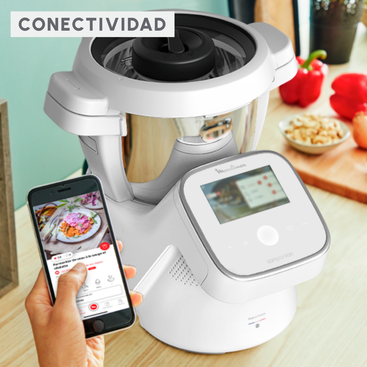 Robot de Cocina Moulinex I Companion Touch XL HF935, Conectividad WiFi Blanco-8
