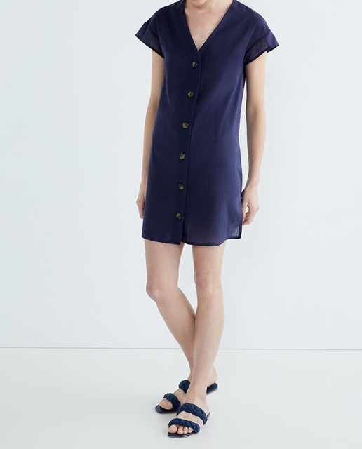 Imagen 0 de Vestido corto con lino