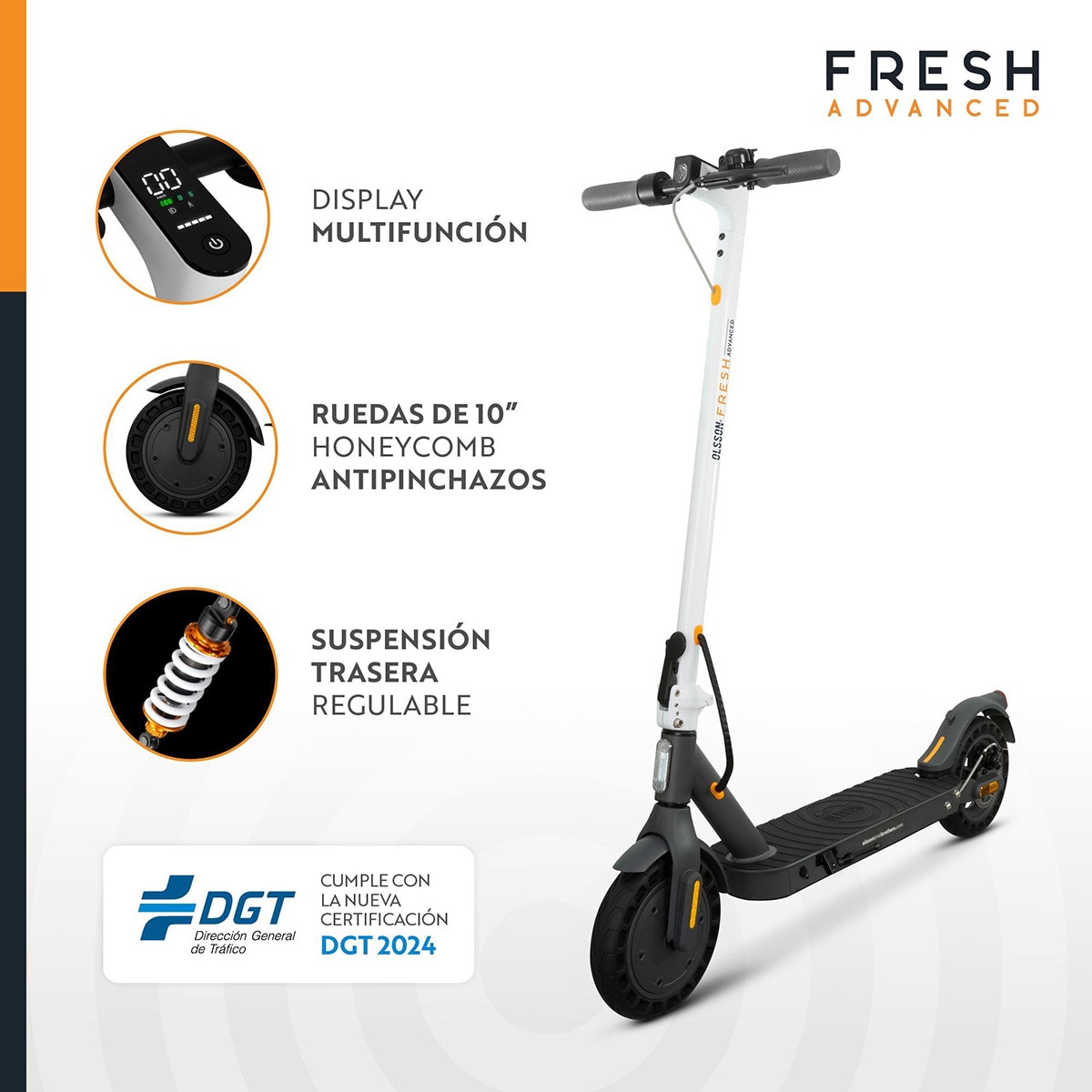Trotinete Elétrica Fresh ADVANCED Branco / Preto-2