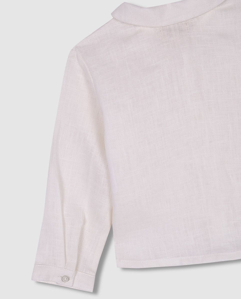 Camisa de Linho com Gola Bebé Branco-6