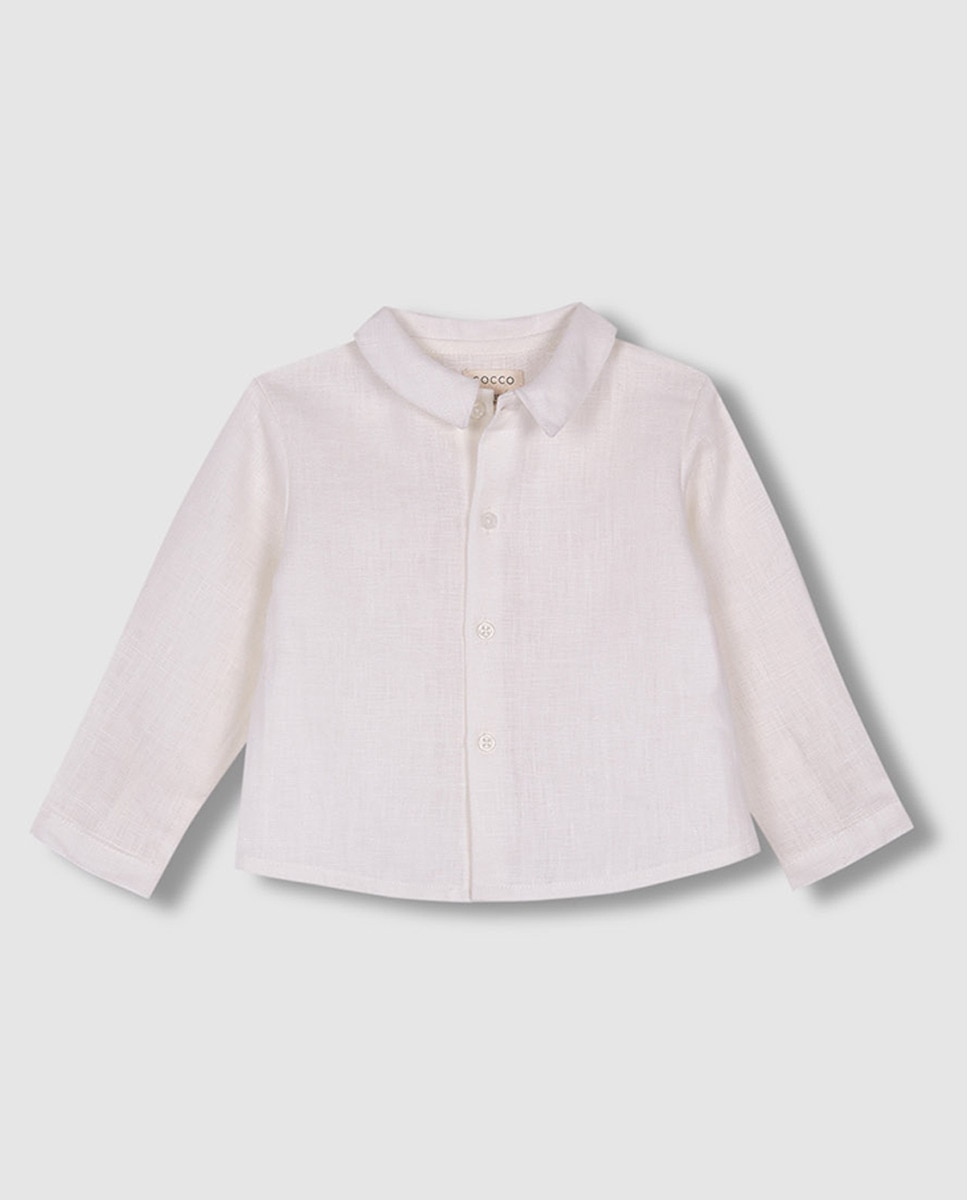Camisa de Linho com Gola Bebé Branco-3