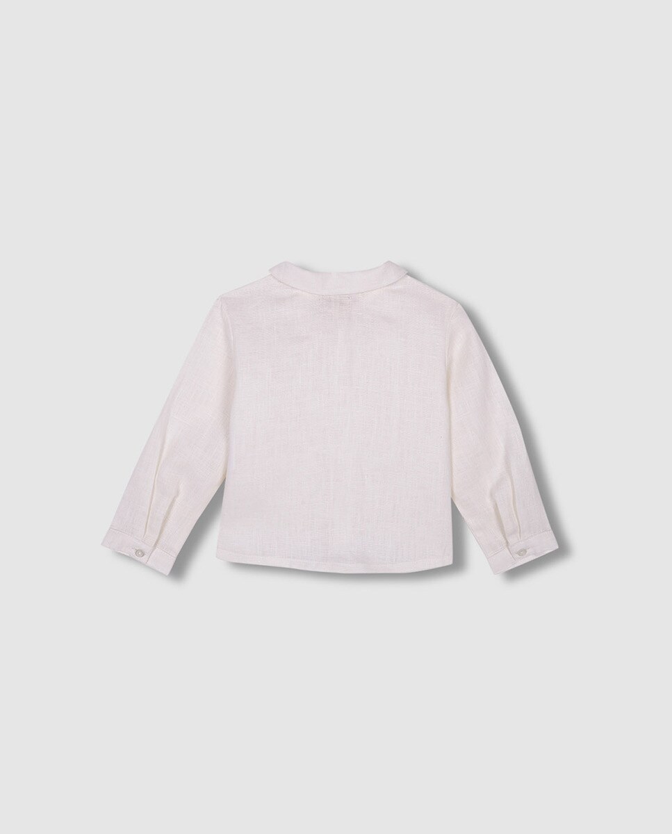 Camisa de Linho com Gola Bebé Branco-4
