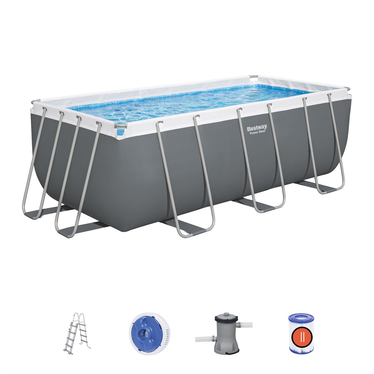 Piscina Rectangular Power Steel 412 x 201 x 122 cm Gris-2