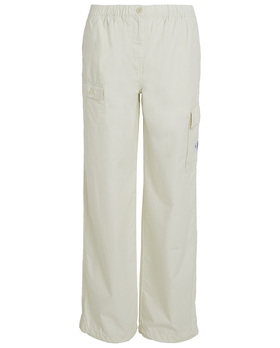 Calças Cargo Regular de Algodão Branco-4