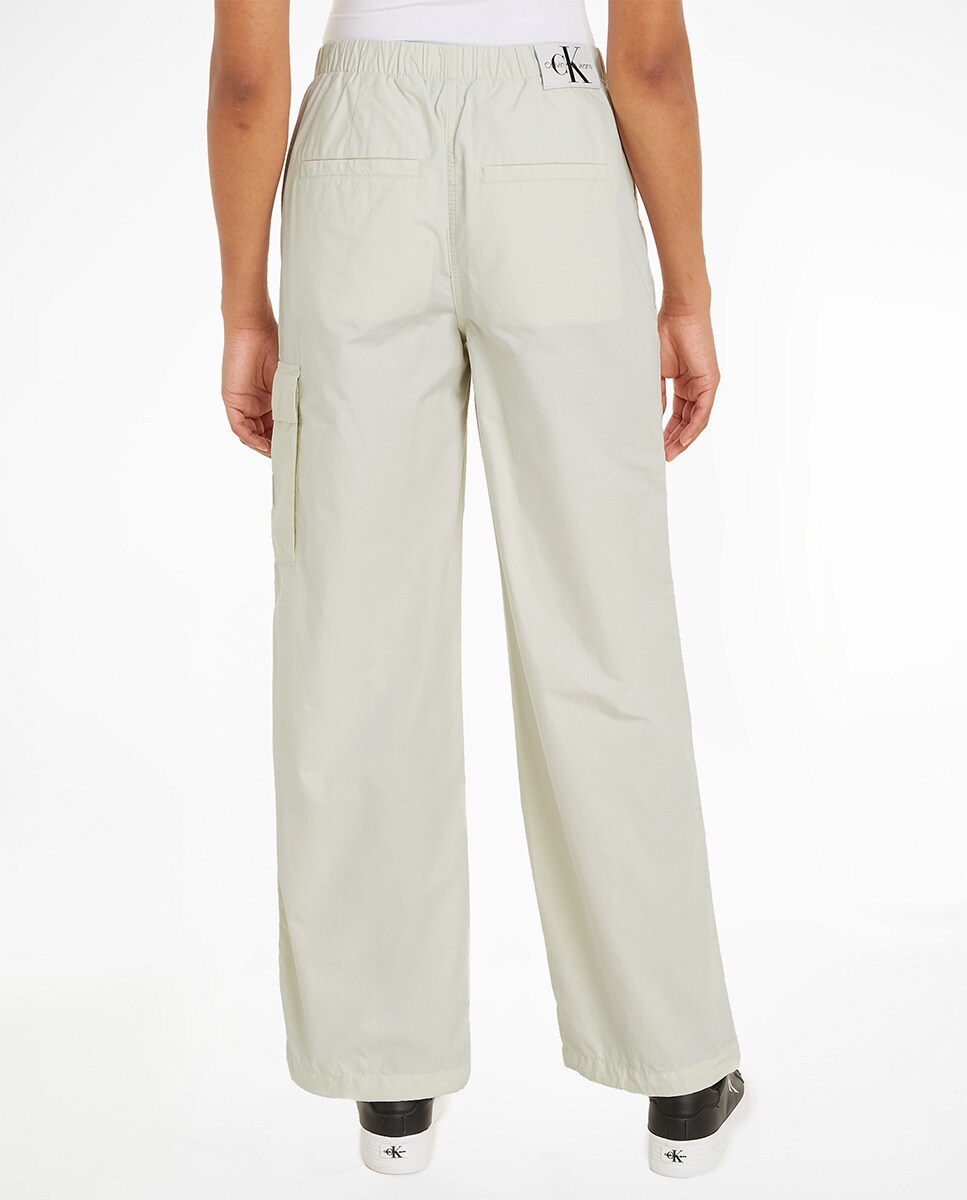 Calças Cargo Regular de Algodão Branco-2