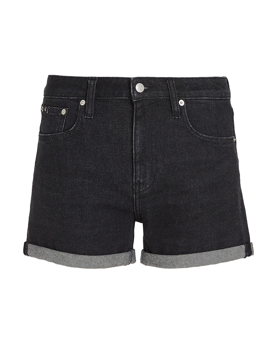 Bermudas Slim com Cintura Média e em Ganga Preto-4