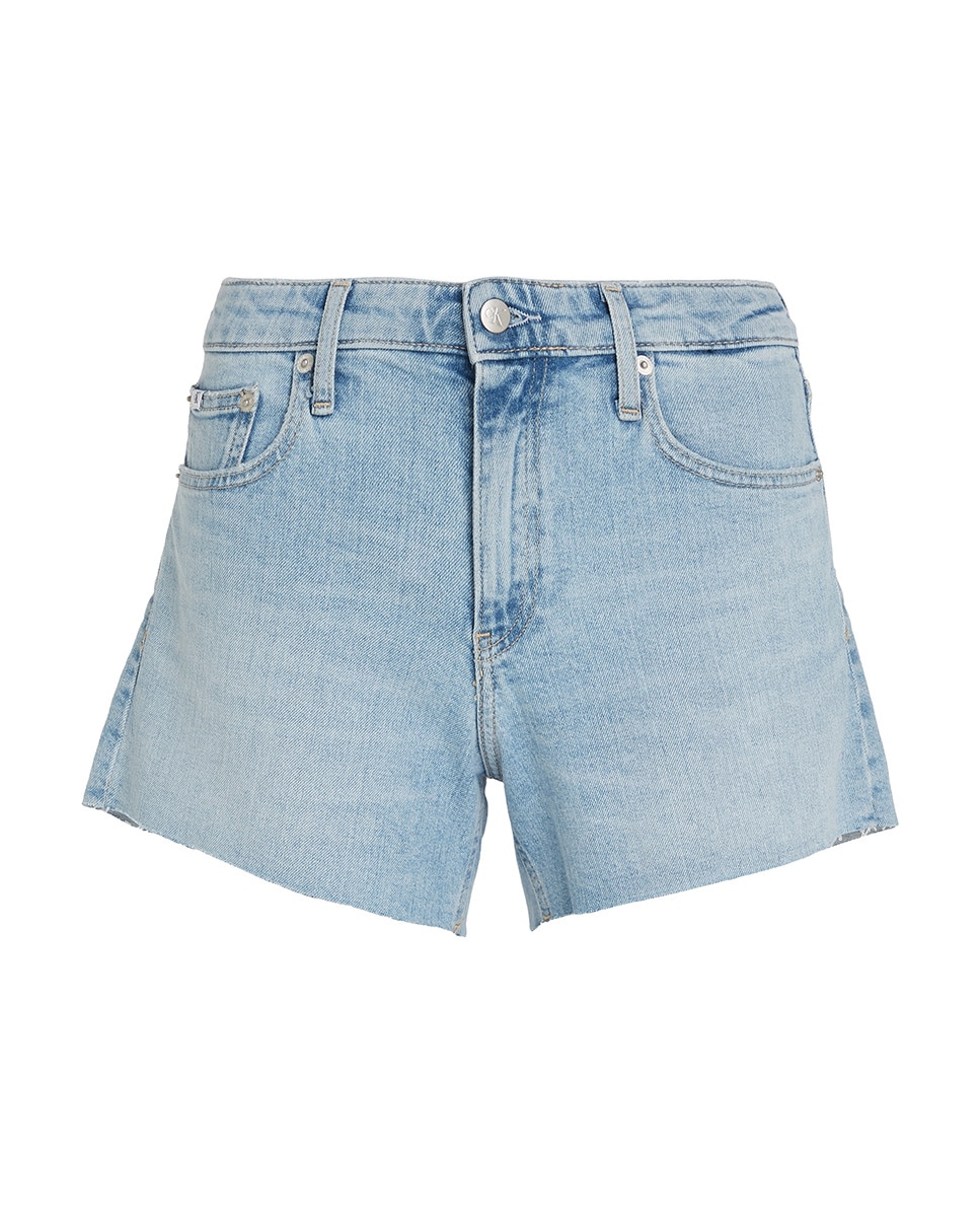 Bermudas Slim com Cintura Média e em Ganga Azul-claro-4