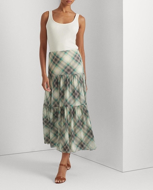 Imagen 0 de Falda midi con estampado de cuadros