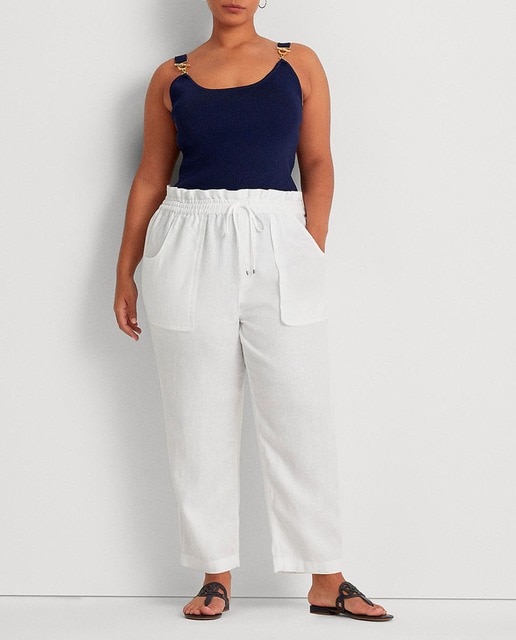 Imagen 0 de Pantalón de mujer talla grande de lino