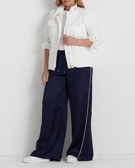 Imagen 0 de Pantalón de mujer talla grande de pernera ancha de charmeuse