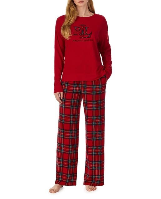 Imagen 0 de Set pijama largo cuadros manga larga