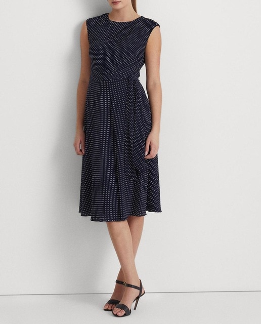 Imagen 0 de Vestido de crepé con cinturón y lunares