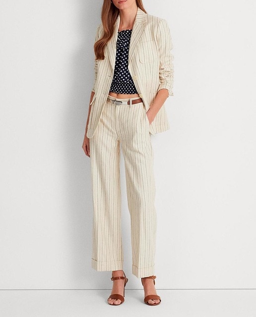 Imagen 0 de Pantalón de mujer recortado de sarga con rayas