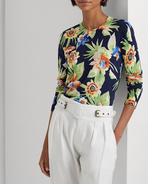 Imagen 0 de Jersey de mujer de mezcla de algodón con flores