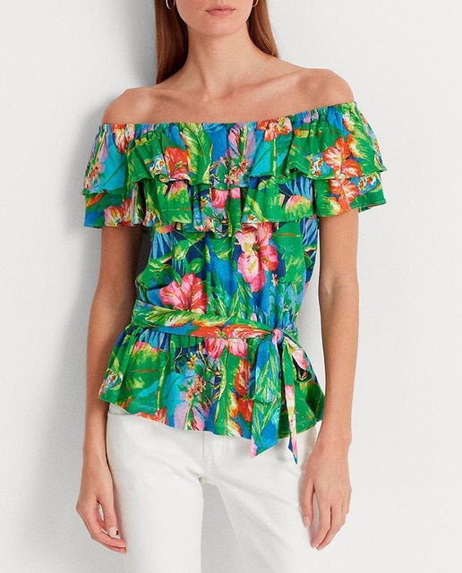 Imagen 0 de Camiseta de mujer con estampado de flores