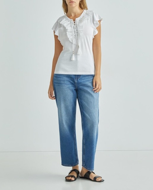 Imagen 0 de Camiseta de mujer manga corta con volante