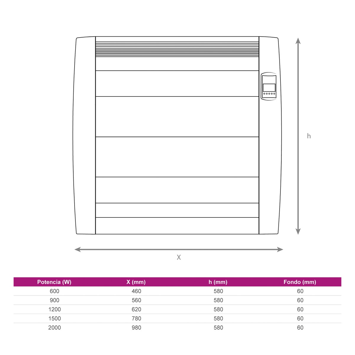 Emisor térmico seco Fácula L1200AD Programable Blanco-5