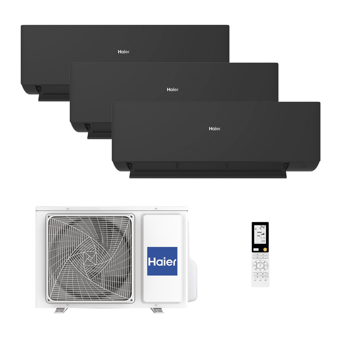 Aire acondicionado Multisplit 3x1 Haier Inverter con 2.408 frig/h +  2.408 frig/h + 3.010 frig/h - Expert Negro  3 Negro-2