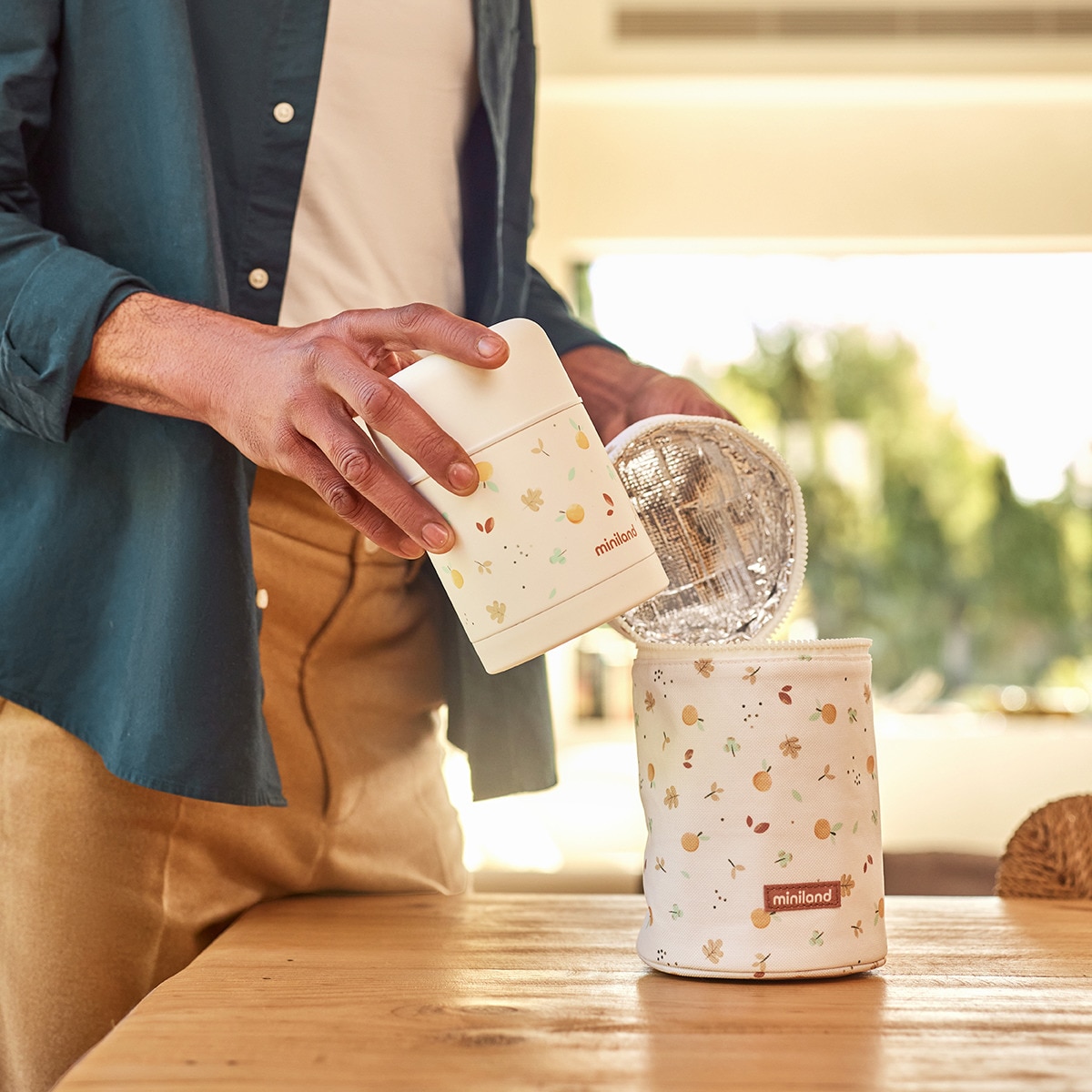 Funda de termo sólidos Miniland thermibag 700ml Crema-4