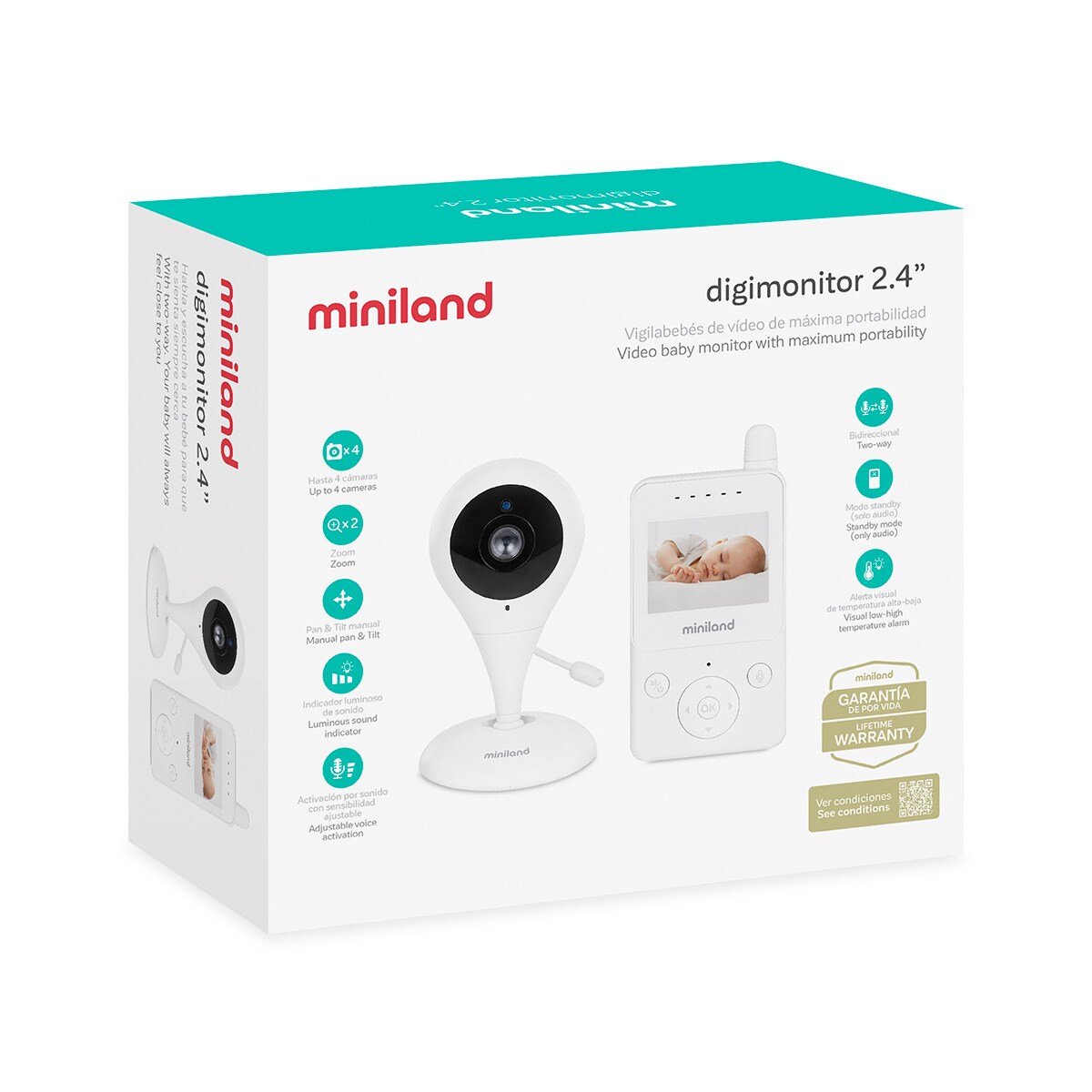 Miniland 89177 Telecamera Aggiuntiva Per Baby Monitor - Visione Notturna Infrarossi E Angolo Regolabile - 4